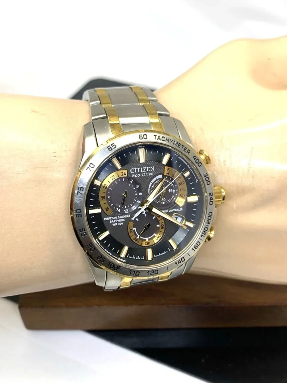 Citizen Men's Watch AT4004-52E Eco-Drive Chronograph Two Tone Stainless Steel